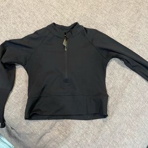 black cropped quarter zip